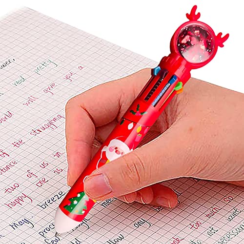 Abbto Weihnachtsmarker, einziehbar, multifunktional, 10 einziehbare Kugelschreiber, Farbdrucker, All-in-One-Geschenk, buntes Geschenk für Weihnachten von Abbto