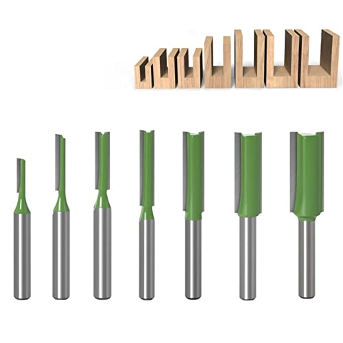 Flush Trim Fräser-Set | Praktischer Senkkopf - Gerader Fräser, langlebiger 6 mm & 1/4 Schaft Flush Trim Fräser, 7 Stück pro Set Abbto von Abbto