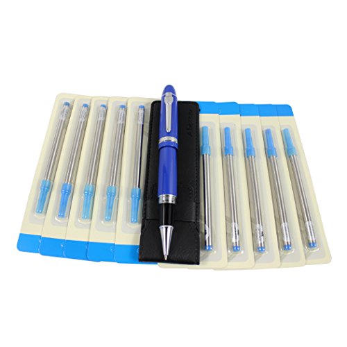 Abcsea 1 Stücke Schwere Große Roller Kugelschreiber 159 Und 10 Stücke Blaue Tinte Kugelschreiber Refill, Spirale Kugelschreiber Refills Mit Abdeckung, Blauen Stift Und Blau Spiral Refills (0,7mm) von Abcsea