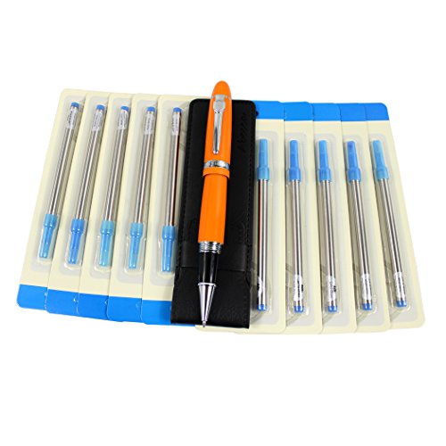 Abcsea 1 Stücke Schwere Große Roller Kugelschreiber 159 Und 10 Stücke Blaue Tinte Kugelschreiber Refill, Spirale Kugelschreiber Refills Mit Abdeckung,Orange Stift Und Blau Spiral Refills (0,7mm) von Abcsea