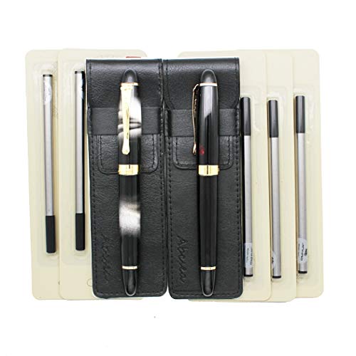 Abcsea 2 Stück Jinhao 450 tintenroller stift set Fineliner, feine Kugelschreiber set feine Spitze schwarz (dunkelroter und weißer Nebel), mit 5 Stück 0,5 mm Standard-Rollerball-Mine schwarz von Abcsea