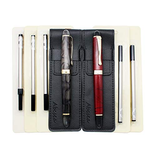 Abcsea 2 Stück Jinhao 450 tintenroller stift set Fineliner, feine Kugelschreiber set feine Spitze schwarz (grüne Blume und rotes Gras), mit 5 Stück 0,5 mm Standard-Rollerball-Mine schwarz von Abcsea