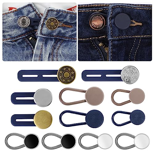 12 Stück Hosenknopf Verlängerung Knopfverlängerung für Hosen, Kragenmanschetten Verlängerung Extender Knopf Set, Hosenbunderweiterung für Damen Herren für Jeans Jeansrock Umstandshose von Abeillo