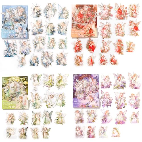 120 Stück Fee Scrapbooking Aufkleber,Vintage Fairy Blume Fee Aufkleber,Flower Stickers Aesthetic,Fee Schmetterlinge Aufkleber für Scrapbook Fotoalbum Sammelalbum Laptops Handwerk DIY Crafts von Abeillo