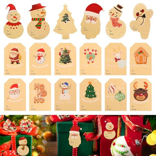 136 Stück Aufkleber Weihnachten,2 x 3 Zoll Weihnachts Geschenk-Etiketten Sticker,Selbstklebend Weihnachtsaufkleber Namensschilder,Weihnachten Geschenk Dekorieren Aufkleber für Geschenktüten Umschläge von Abeillo