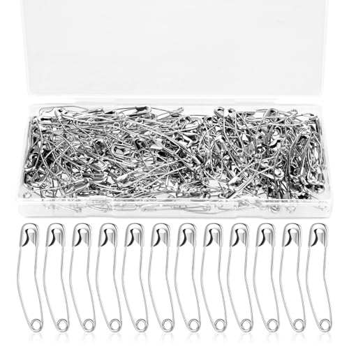 Sicherheitsnadeln,200 Stück Sicherheitsnadeln Gebogen 38mm GroBe Sicherheitsnadeln Rechtwinklig Gebogene Safty Pins mit Aufbewahrungsbox fur Handwerk Nähen Kleidungsstuck Reparatur DIY Designs von Abeillo