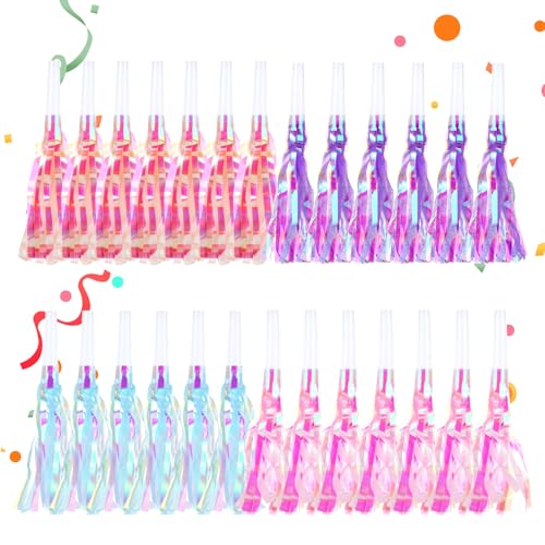 Abeillo 24 Stück Bunt Tröten Kindergeburtstag,Luftrüssel Partytröten,Kindergeburtstag Party Hörner Krachmacher,für Hochzeit Party Neujahr Party Geburtstagsfeier von Abeillo