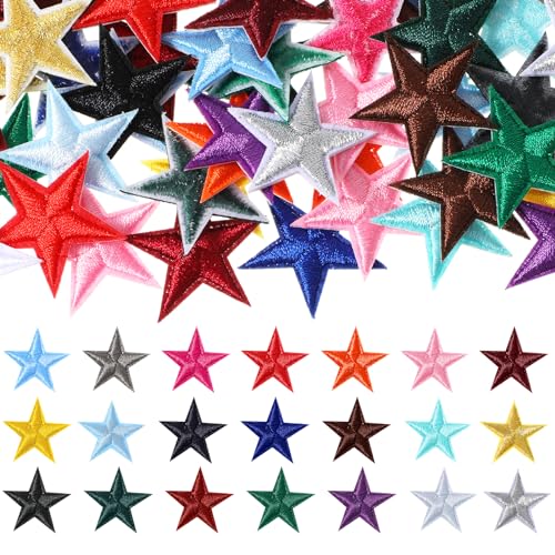 84 Stück Star Patches zum Aufbügeln,Sterne Iron on Patch,Mini Sterne Aufbügler zum Aufbügeln,Bestickte Aufnäher,Bügelbilder für T-Shirt, Hut, Jeans, Jacken Rucksäcke, DIY-Zubehör von Abeillo