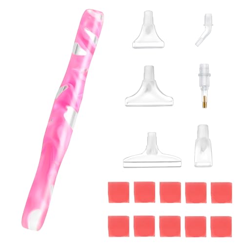 Abeillo 10 Stück Diamond Art Painting Stift, Diamond Art Painting Zubehör Stift mit 6 Spitzen 5D Diamant Kunst Malerei Zubehör, Stifte für DIY Diamant Kunstmalerei Stickerei Handwerk (Rosa) von Abeillo