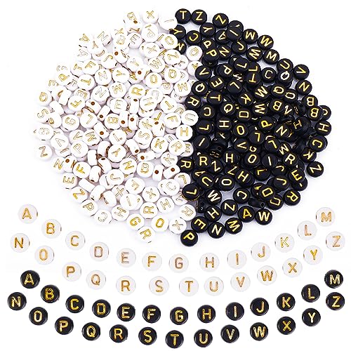 Abeillo 1000 Stück Buchstabenperlen A-Z Buchstaben Perlen Acrylperlen Set, 7 mm Acryl Spacer Perlen zum Auffädeln, A bis Z Alphabet Beads für DIY Armbänder,Choker, Schmuck oder andere Handwerk von Abeillo