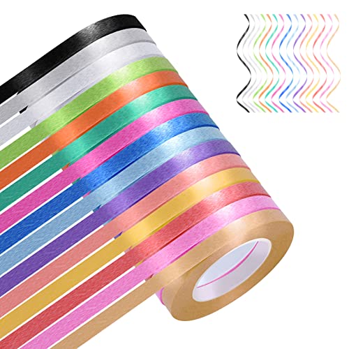 Abeillo 15 Farben 5mm x 10m Geschenkband, Satinband Schleifenband Ringelband zum Verpacken, Ballonband zum Basteln für Handwerk, Geschenkverpackung von Abeillo