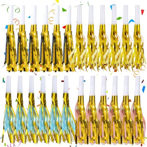 Abeillo 24 Stück Zweifarbig Tröten Kindergeburtstag,Luftrüssel Partytröten,Bunt Kindergeburtstag Party Hörner Krachmacher,für Hochzeit Party Neujahr Party Geburtstagsfeier von Abeillo