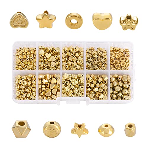 Abeillo 500 Stück Metall Spacer Beads Perlen Gold Zwischenperlen für Armbänder DIY Metallperlen zum Auffädeln Bastelperlen für Halsketten Schmuckherstellung Ohrringe von Abeillo