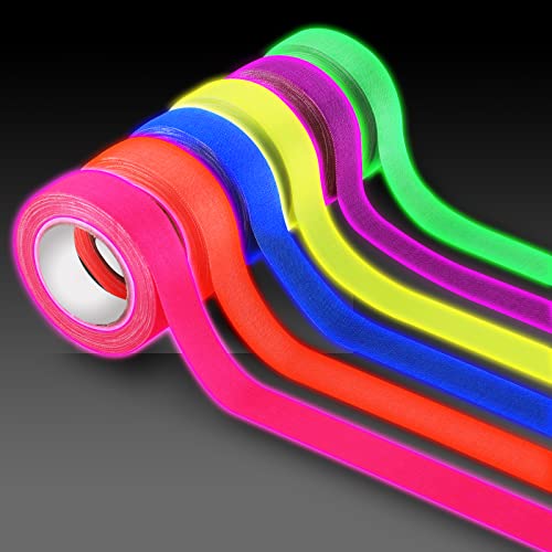 Abeillo 6 Rollen Neon Tape 5 m x 10 mm Fluoreszierendes Klebeband Neon Klebeband Leuchtend 6 Farben Fluorescent Leuchtband Reflektierend Neon Band für Partydeko Halloween Christmas Deko von Abeillo