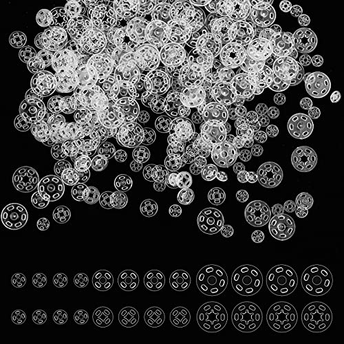 Abeillo 75 Paare Kunststoff Druckknopfe, Unsichtbare Druckknöpfe, Runde DIY Nähknöpfe, Transparente Knöpfe Nähen für DIY Kleidung Knöpfe Hemd Nähen (7mm/10mm/15mm x 25 Paare) von Abeillo