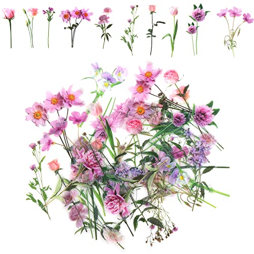 Abeillo 80 Stück Vintage Blumen Scrapbooking Aufkleber, Blumenaufkleber Selbstklebende, Hübsche Florale Blatt-Aufkleber zum Dekorieren von Scrapbooking, Handwerk, Kartenherstellung von Abeillo