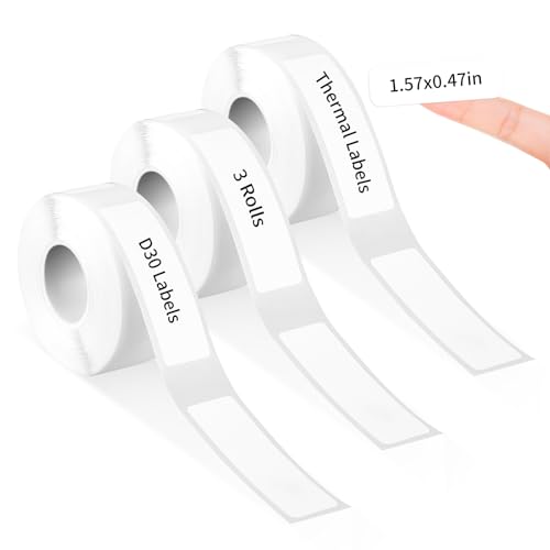 3 Rollen Etikettenband 12 x 40 mm Thermo Etiketten für Etikettendrucker, White Selbstklebend Label Tape Sticker Label Maker Tape Den Büro und Haushaltsbedarf, Thermal Self-Adhesive Label von Abeillo