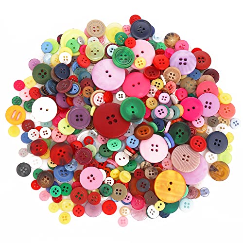 Abeillo 150g Knöpfe zum Basteln, 2/4 Löcher Knöpfe Bunt, Rund Kunstharz Kinderknöpfe Bastelknöpfe für Handwerk DIY Nähen Basteln, Scrapbooking von Abeillo