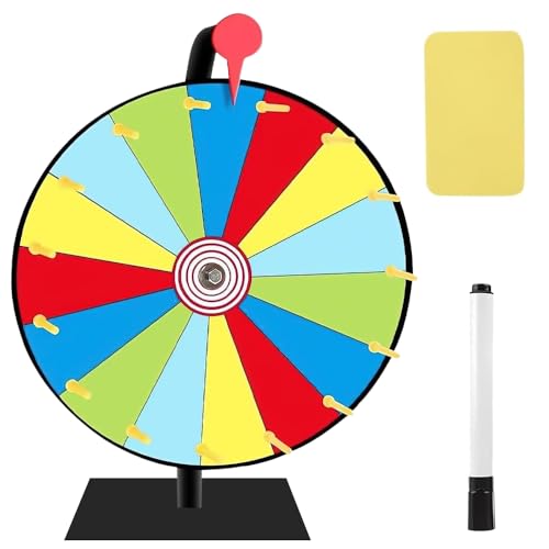 Abiemuce Glücksrad zum Drehen, Glücksrad zum Selbstgestalten, Glücksrad mit Radiergummi und Markierstift, 12' 15 Slots Spinning Prize Wheel, Preisrad Spielzeug für Wortspiele, Halloween, Weihnachten von Abiemuce