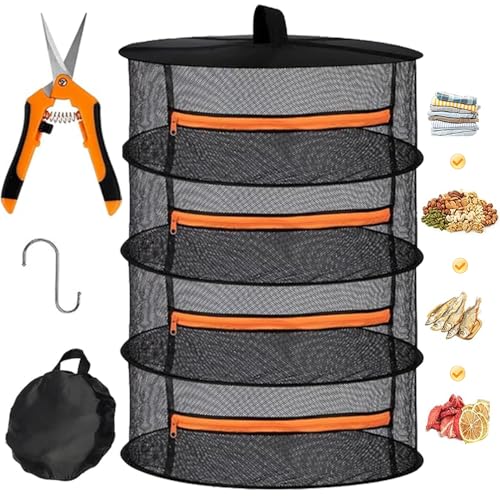 Abiemuce Trockennetz Kräuter Orange, 4-lagiges Kräutertrockner Hängend mit Astschere und S-förmige Haken, Hochwertiges Trockennetz mit Zipper, Atmungsaktives– Netz für Ernte und Kräutertrocknung Abiemuce Trockennetz Kräuter Orange, 4-lagiges Kräutertrockner Hängend mit Astschere und S-förmige Haken, Hochwertiges Trockennetz mit Zipper, Atmungsaktives– Netz für Ernte und Kräutertrocknung von Abiemuce