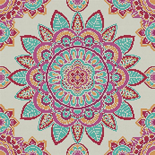 Abillyn Kreuzstich Stickpackungen Vorgedruckt, Böhmische Mandala-Blume Bilder Stickerei Set (Mandala) von Abillyn