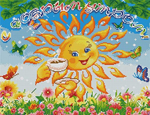 Abillyn Stickerei-Kreuzstich Kits Cute Cartoon Sonne und Blumen Schmetterling gestempelt mit gedrucktem Muster Starter Kit (Sonne) von Abillyn