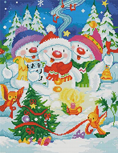 Abillyn Stickerei-Kreuzstich-Set, Weihnachtsbäume, Cartoon, Schneemann, Vögel, Musik, geprägt mit bedrucktem Muster, Starter-Set (Weihnachten) von Abillyn