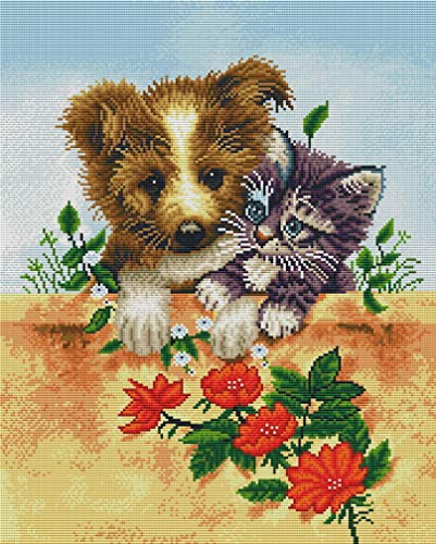 Abillyn Stickerei-Set, Kreuzstich, Hund und Katze, mit gedrucktem Muster, Starter-Set (Hund) von Abillyn