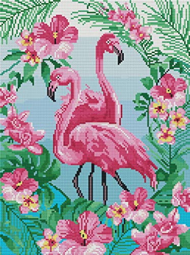 Abillyn Stickerei-Set, Kreuzstich, rosa Flamingo, mit aufgedrucktem Muster, Starter-Set (Flamingo) von Abillyn