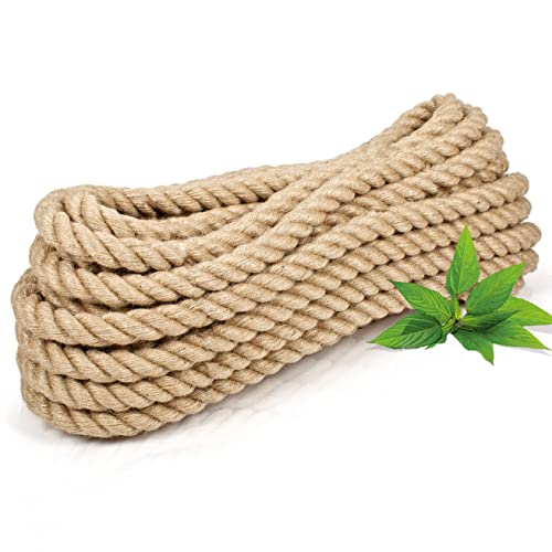 Abio Juteseil 10mm 20m Tau Seil 100% Natur Hanfseil Kordel Jutekordel Deko Dekoration Makramee Garn für Garten Jute Tauwerk Handlaufseil Schiffstau Schnur Paketschnur 20 Meter 10mm von Abio