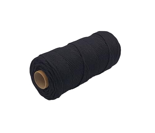 Abio Makramee Garn Schwarz 3mm 200m Baumwollgarn Macrame Cord Kordel Garn für Makramee Schnur Makrameegarn Baumwollschnur Baumwollkordel Baumwolle Schwarz 3mm 200m von Abio