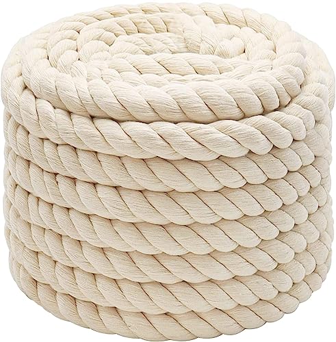 Baumwollseil 20mm 5m Weiß Seil Kordelband Makramee Garn Tau Baumwollkordel Baumwollschnur Kordel Tauseil Boho Deko Baumwollschnur Dekoration Garten Balkon Haus Rope Cotton 20mm 5m von Abio