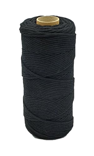 Abio Makramee Garn Schwarz 3mm 300m Baumwollgarn Macrame Cord Kordel Garn für Makramee Schnur Makrameegarn Baumwollschnur Baumwollkordel Baumwolle Schwarz 3mm 300m von Abio