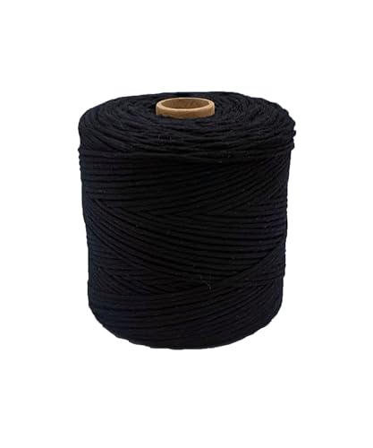 Abio Makramee Garn Schwarz 5mm 200m Baumwollgarn Macrame Cord Kordel Garn für Makramee Schnur Makrameegarn Baumwollschnur Baumwollkordel Baumwolle Schwarz 5mm 200m von Abio