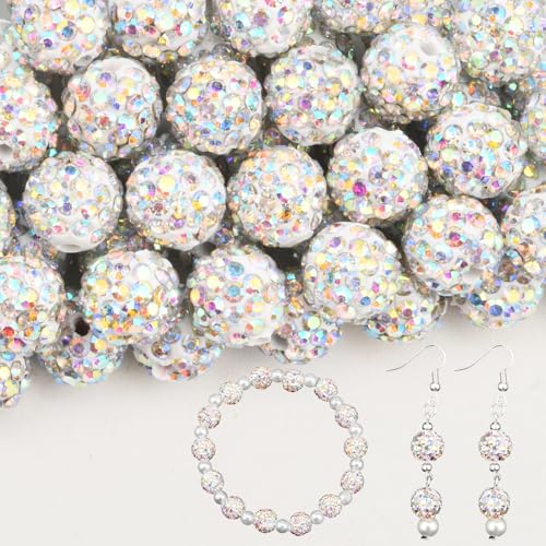 Abitoncc 180 Stück 10 mm Strass-Ton-Perlen für Schmuckherstellung, runde Discokugeln, AAA+, glitzernde Diamant-Bling-Perlen für Halsketten, Armbänder, Ohrringe, DIY-Zubehör von Abitoncc