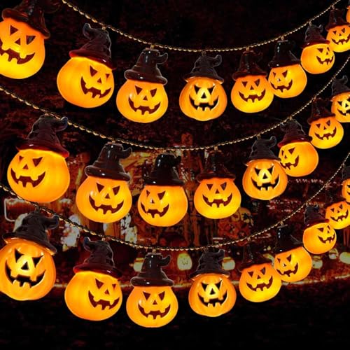 Abkshine Batteriebetriebene Halloween-Lichter, LED-Kürbis-Dekorationen für den Innenbereich, Jack-o-Laternen-Lichterkette für Halloween, Girlande, Kranz, Dekoration, Party, Haustür, Veranda Abkshine Batteriebetriebene Halloween-Lichter, LED-Kürbis-Dekorationen für den Innenbereich, Jack-o-Laternen-Lichterkette für Halloween, Girlande, Kranz, Dekoration, Party, Haustür, Veranda von Abkshine