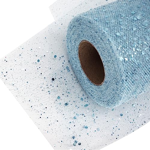 Glitzernde Tüllrollen, 15,2 cm, 45,7 m, Pailletten-Stoffband, Spulennetz für Hochzeit, Tutu, Rock, Geschenkverpackung, Party-Dekoration, Babyblau von Ableme Deco