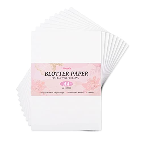 Aboofx 20 Blatt Löschpapier für Blumenpresse, großes A4, hochsaugfähiges und wiederverwendbares Löschpapier für Blumenpresse, Herbarium-Papier, Basteln, 21 x 30 cm, Löschpapierbögen von Aboofx