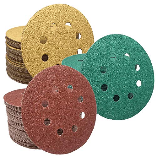 Schleifscheiben 125mm Klett mit 8 Löcher Schleifpapier P40-2000 für Exzenterschleifer Schleifpapier Schleifblätter Schleifpad (P100, gelb, 20) von Abralix