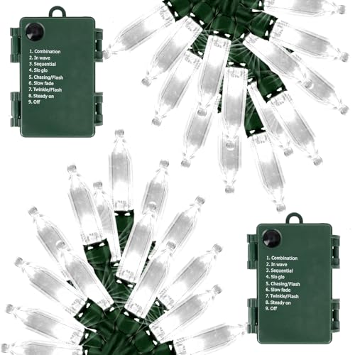 AcaJoe LED Weihnachten Lichterkette mit Batterie 2 Stück 5 M 50 LED Mini Weihnachtsbeleuchtung Außen Innen für Weihnachten Tree Party Hochzeit Terrasse Garten Home Holiday Deko (Weiß) von AcaJoe