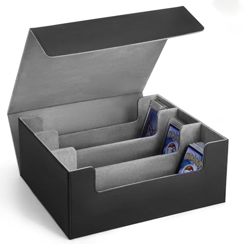 Accmuzzy Trading Karten Aufbewahrungsbox, PU-Leder Magnetverschluss Karten Deck Box, Sammelkarten-Aufbewahrungsbox mit 3 Karten Trenner für MTG und Yugioh, Trading Card Box, Kapazität über 1800 Karten von Accmuzzy