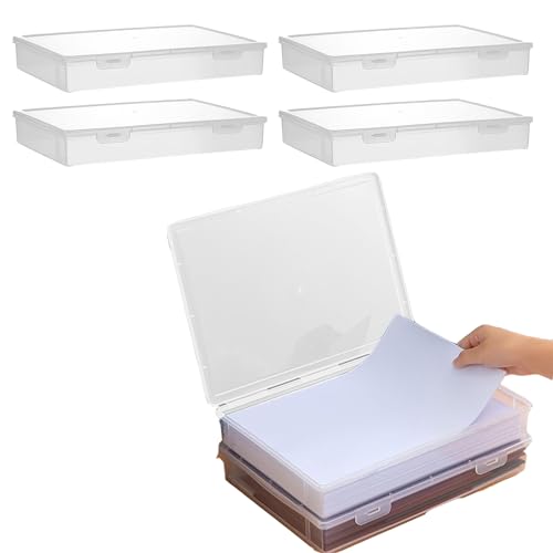 Accmuzzy Transparente Aktenbox A4 [4er-Pack] - Archivbox A4 für Dokumente, Briefe, Wasserdicht Aufbewahrungsbox für Dokumente,Tragbare Dokumentenbox für Schule & Büro (Groß - Individuell) von Accmuzzy