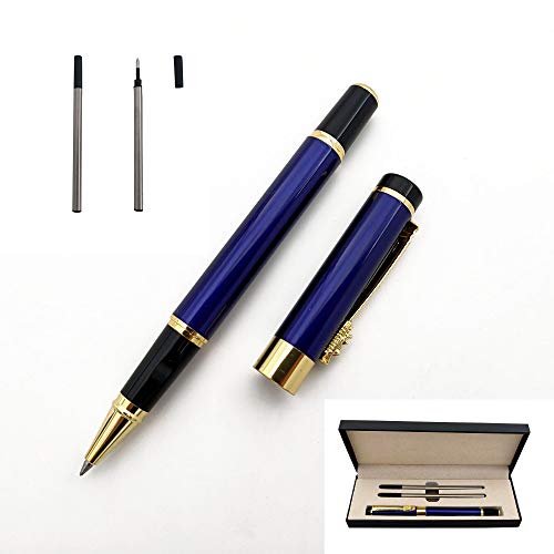 Accod Classic Business Metall-Kugelschreiber Signature Pen Tintenroller Gelschreiber High-End-Geschenkbox mit zwei baren Minen für Büro, Familie und Geschäftspartner (blau) von Accod