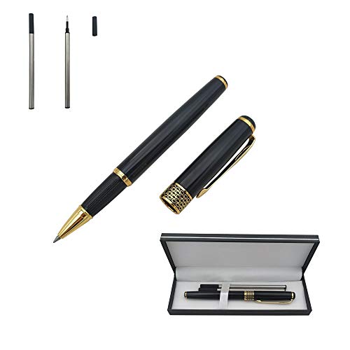 Accod Fashion Kugelschreiber Student Gel Pen Metall Signature Pen mit zwei baren Minen Geschenk für Familie und Freunde Geschenkbox (schwarz) von Accod