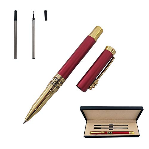 Accod Metall-Tintenroller Retro Classic Signature Pen Business Gift Kugelschreiber Smooth Writing Rollerball Pen für Männer und Frauen mit zwei 0,5 mm schwarzen Kugelschreiberminen box (rot) von Accod