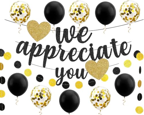 We Appreciate You Banner + 2 m Papier Kreis Punkte Hängende Girlande Kit + 10 Stück Luftballons Papier Banner Wimpelkette Patriotische Rückkehr Dekorationen Party Dekorationen Photobooth Hintergrund von AccuLess