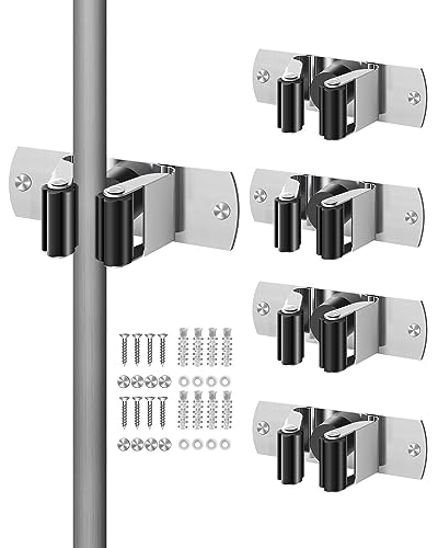 4PCS Besenhalterung Wand, Gerätehalter mit Nails Installieren, Schwerlast Besenhalter, Gartengerätehalter aus Edelstahl, Werkzeughalter Wand, Wandhalterung Besen für Abstellraum, Garage, Garten von AceMining