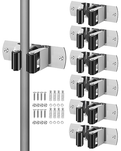 6PCS Besenhalterung Wand, Gerätehalter mit Nails Installieren, Schwerlast Besenhalter, Gartengerätehalter aus Edelstahl, Werkzeughalter Wand, Wandhalterung Besen für Abstellraum, Garage, Garten von AceMining