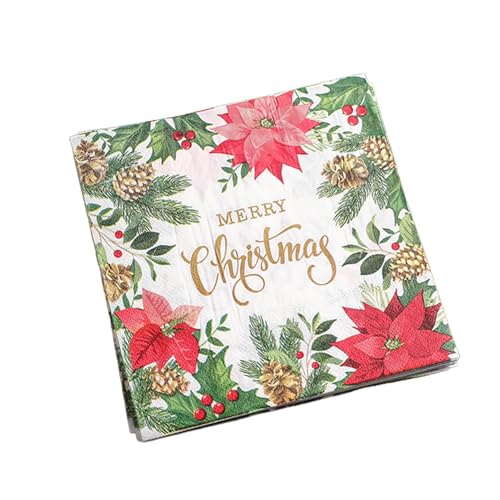 Aceirropy Dekorative Papierservietten, quadratisch, bedruckt, Blumen-Dinner-Servietten, 33 x 33 cm, Weihnachtshandtücher, dekorative Fingerspitzen-Handtücher für Schlafzimmer, Wohnzimmer, Küche von Aceirropy