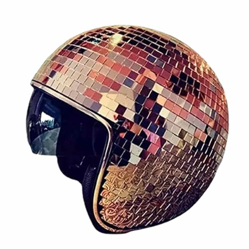 Aceirropy Discokugel Hüte,Discokugel-Helm Mit Einziehbarem Sonnenschutz,Glitzer-Spiegelkugel-D-isco-Kappe,Spiegelglas Glitzer S-piegel Glas Party-Hüte,G-las D-isco Ball Hut Für Damen Und Herren von Aceirropy